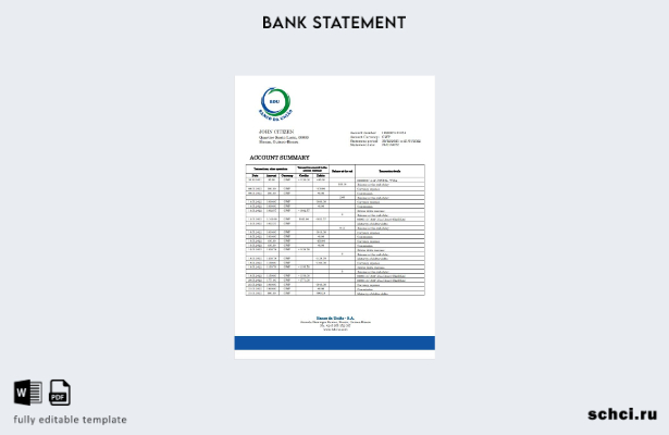 цифровая загрузка шаблона слова банковской выписки Banco da Uniao Гвинеи Бисау